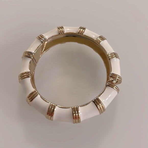 J. Crew Jewelry - J. Crew Gold & White Enamel Cuff Bracelet. Hinged with magnetic closure. NWOT.